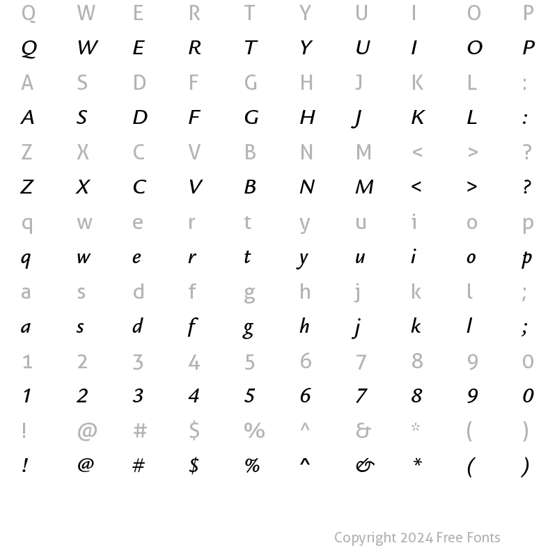 Character Map of LegacySansEF Medium Italic