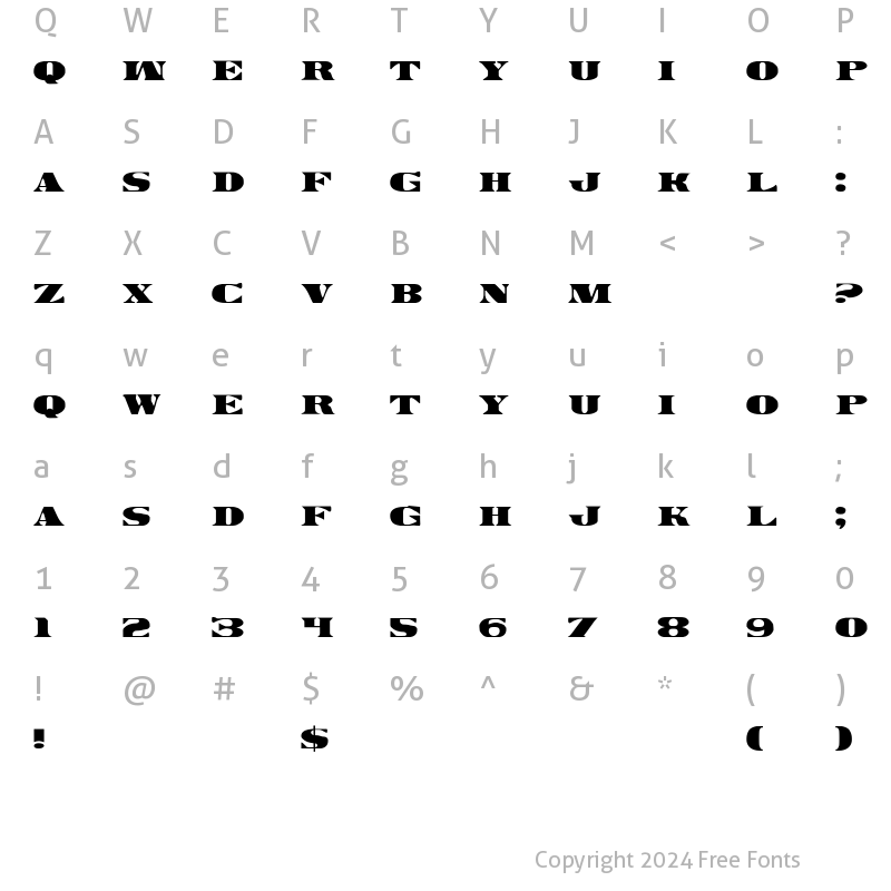 Character Map of Legal Tender Regular