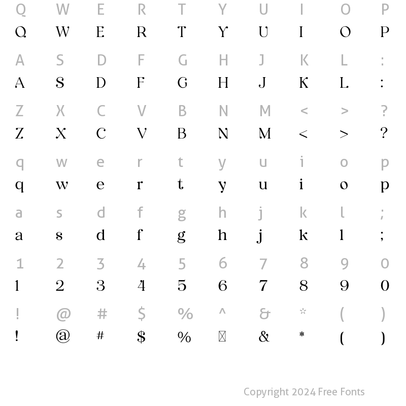 Character Map of Legalitere Regular