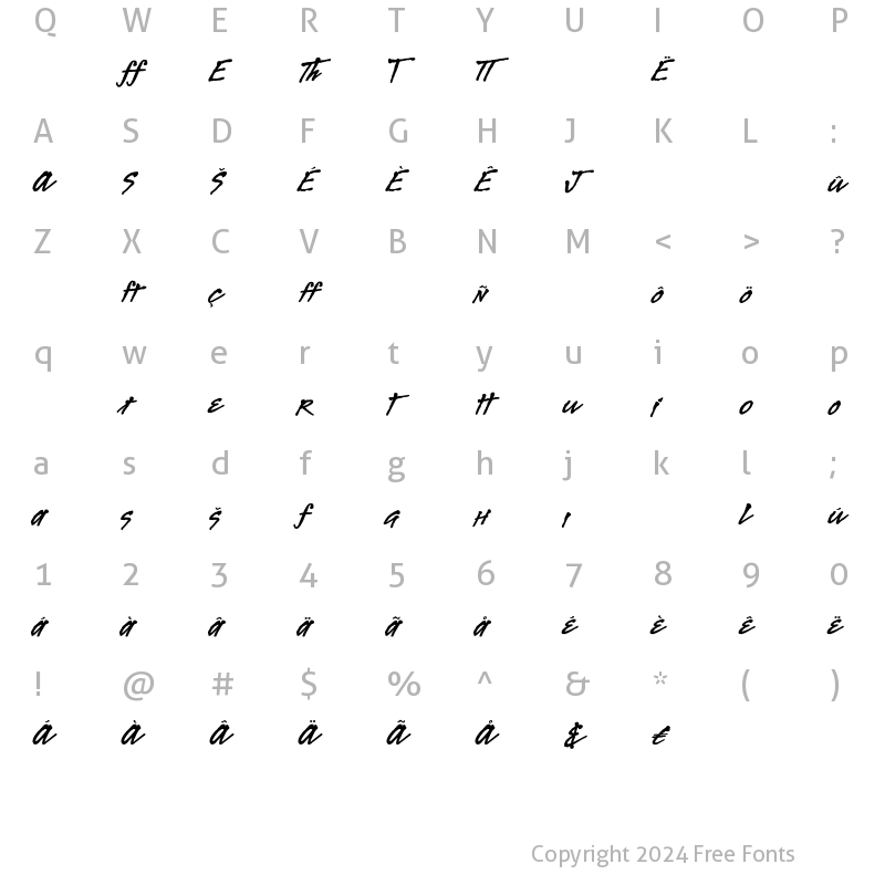 Character Map of Legault Alternates Bold