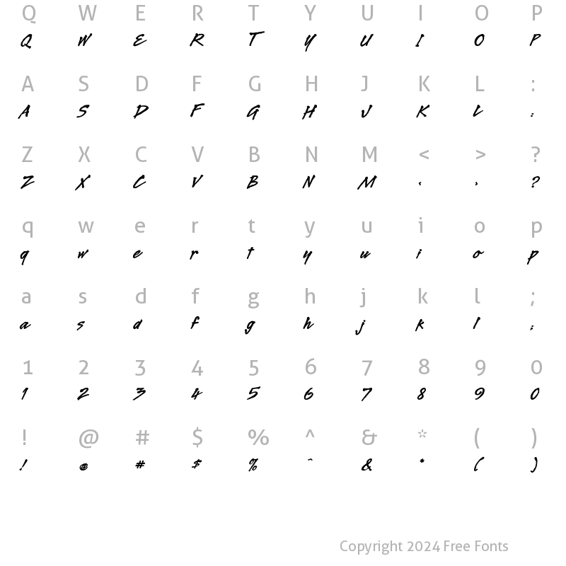 Character Map of Legault BoldItalic