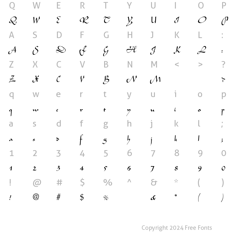 Character Map of Legende Regular