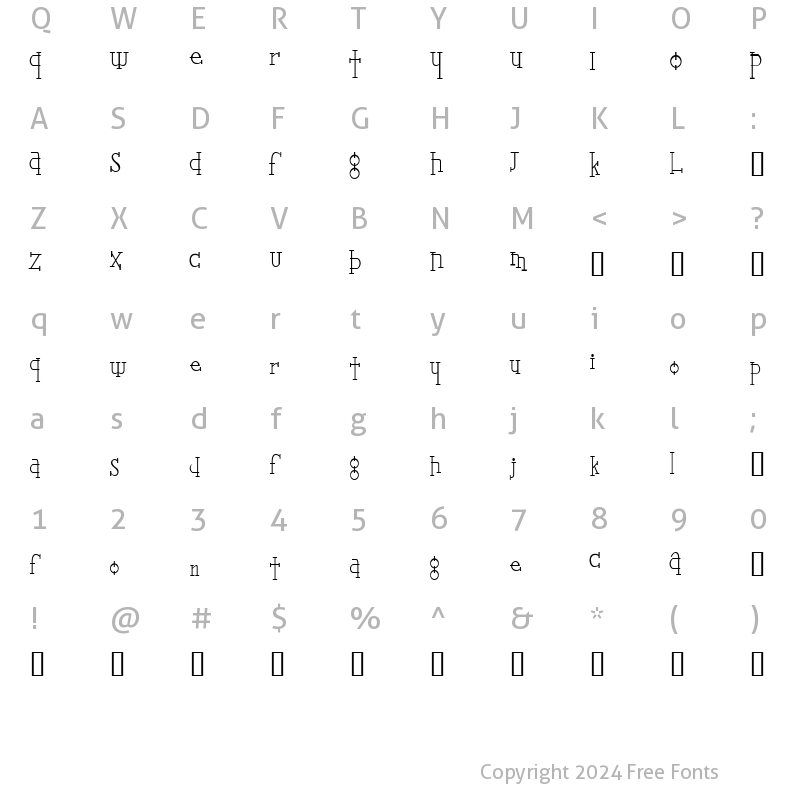 Character Map of Leger Light