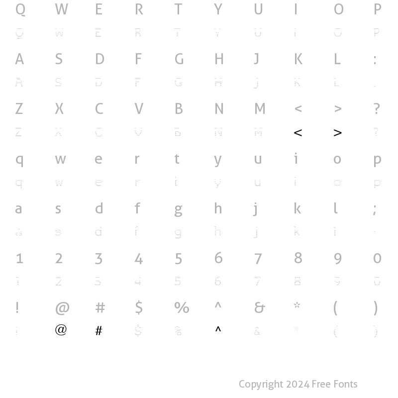 Character Map of Leggodt LT Three Regular