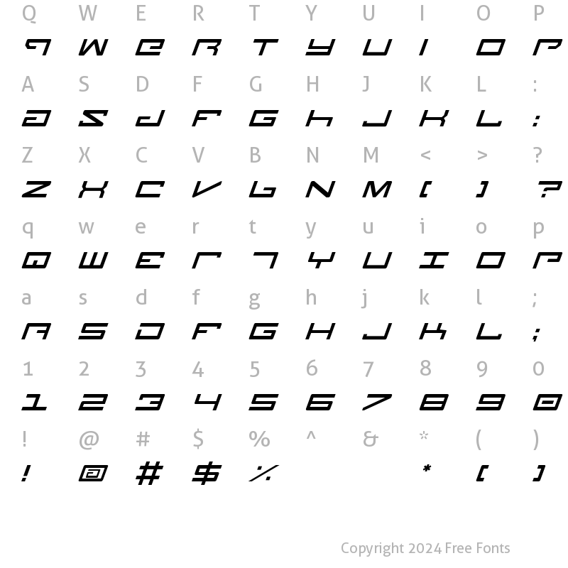 Character Map of Legion Italic Italic