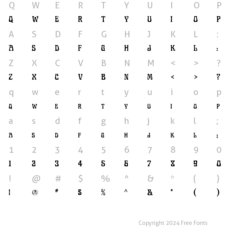 Character Map of Legrand MF Regular