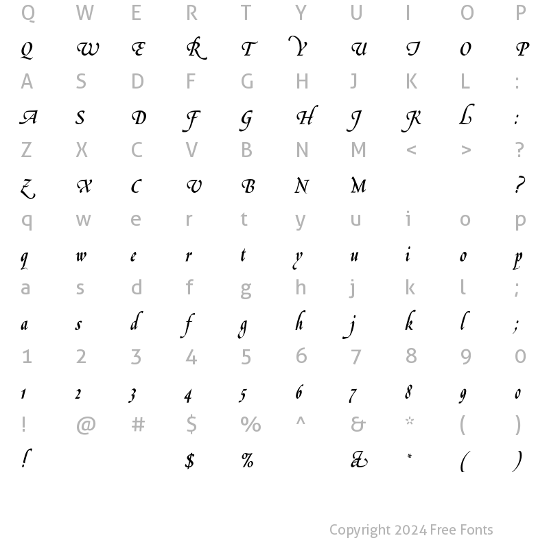 Character Map of LeGriffeEF Regular