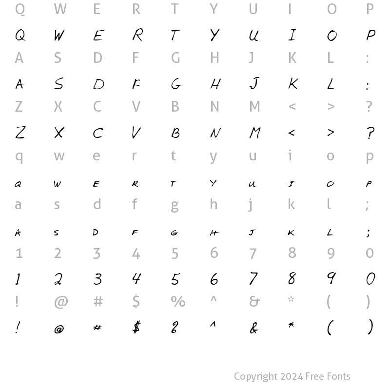 Character Map of LEHN005 Regular