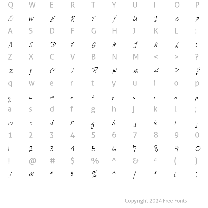 Character Map of LEHN009 Regular