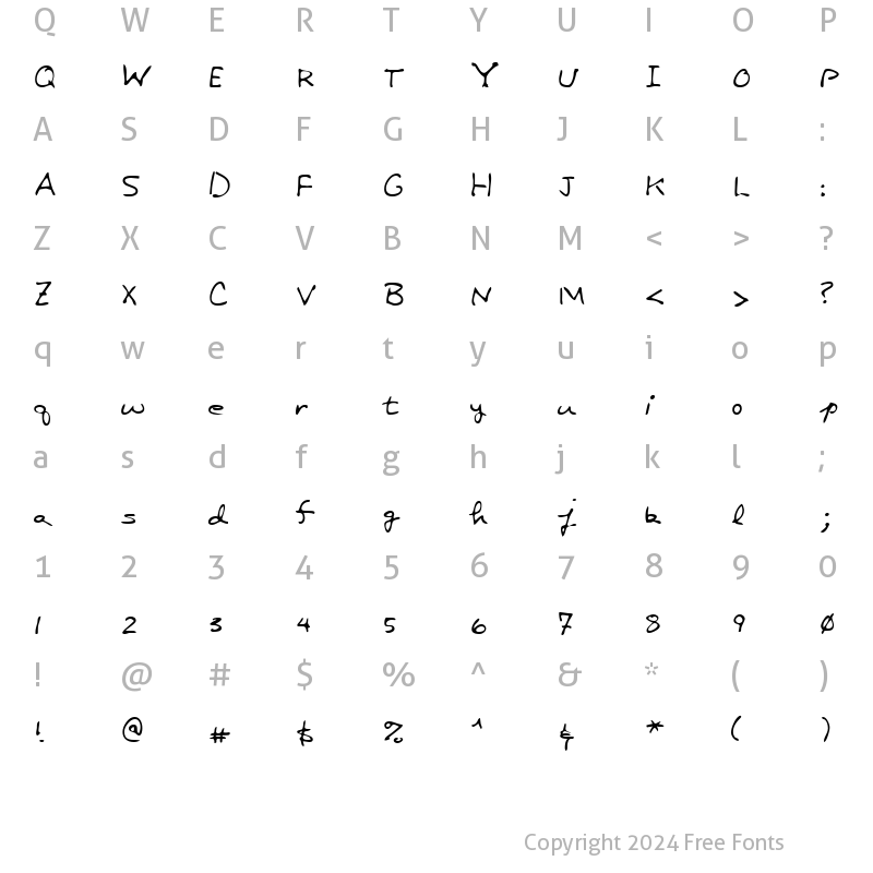 Character Map of LEHN020 Regular