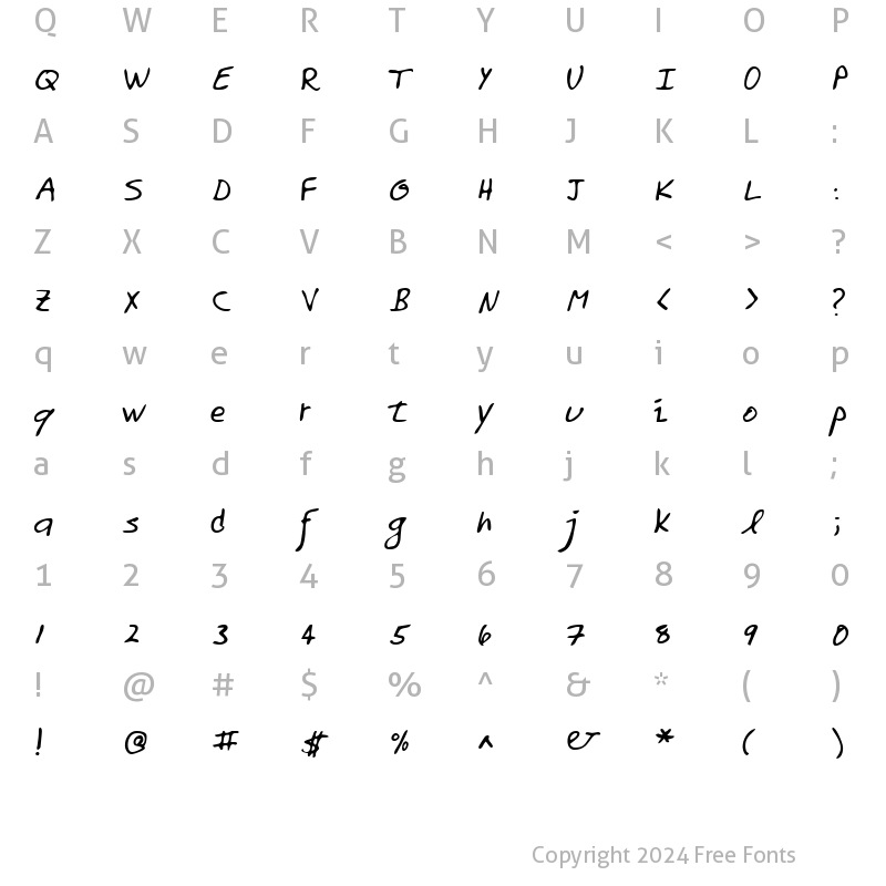 Character Map of LEHN158 Regular