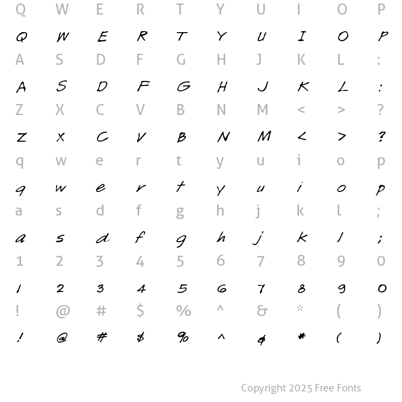 Character Map of LEHN166 Regular