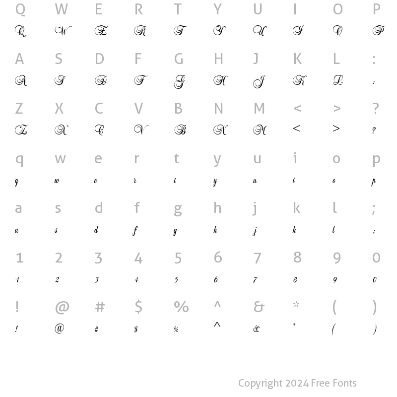 Character Map of Lei Script Ssk Regular