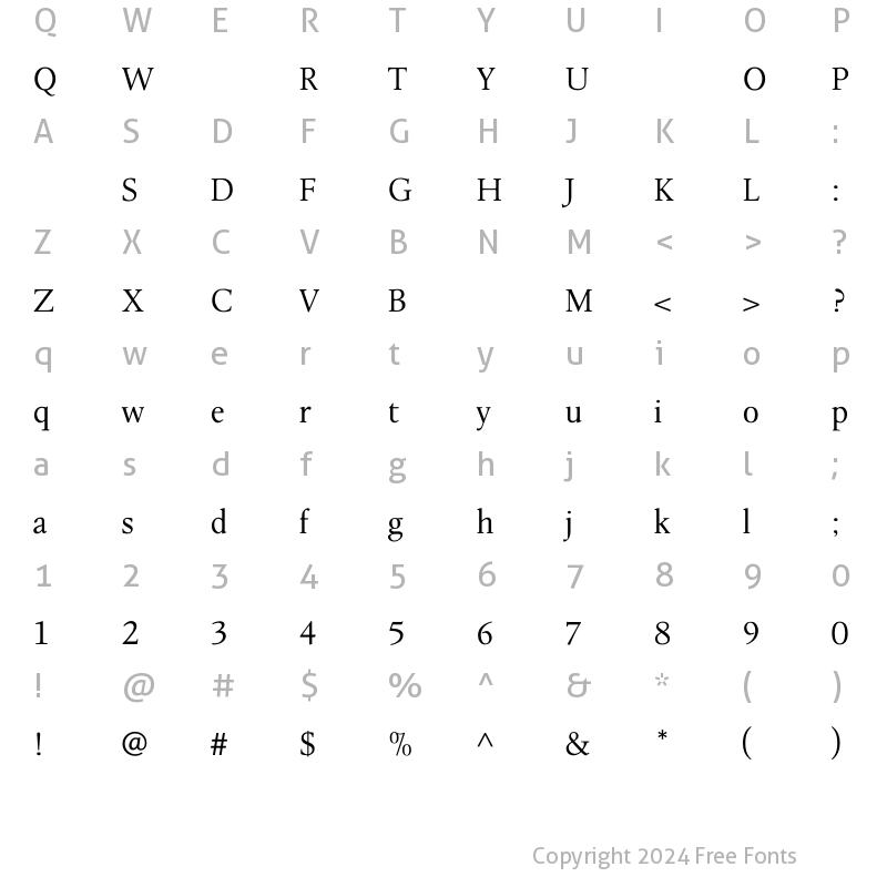 Character Map of LeightonLight Regular