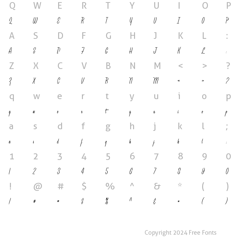 Character Map of LeisureScript Regular