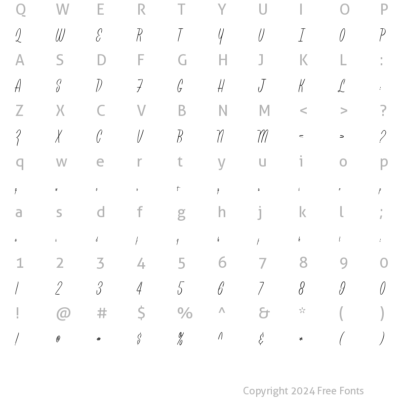 Character Map of LeisureScriptMarquee Regular