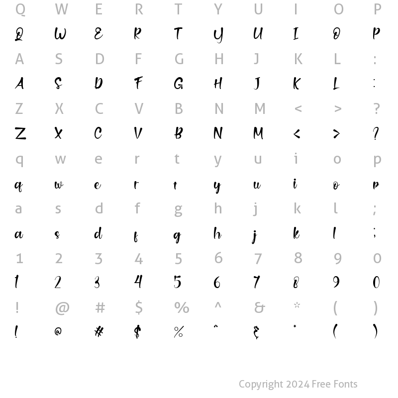 Character Map of Lemillion Regular