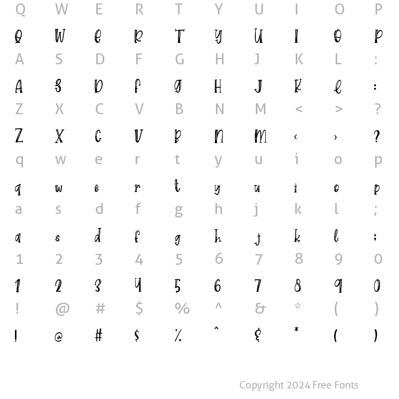 Character Map of Lemon Torte Line Regular