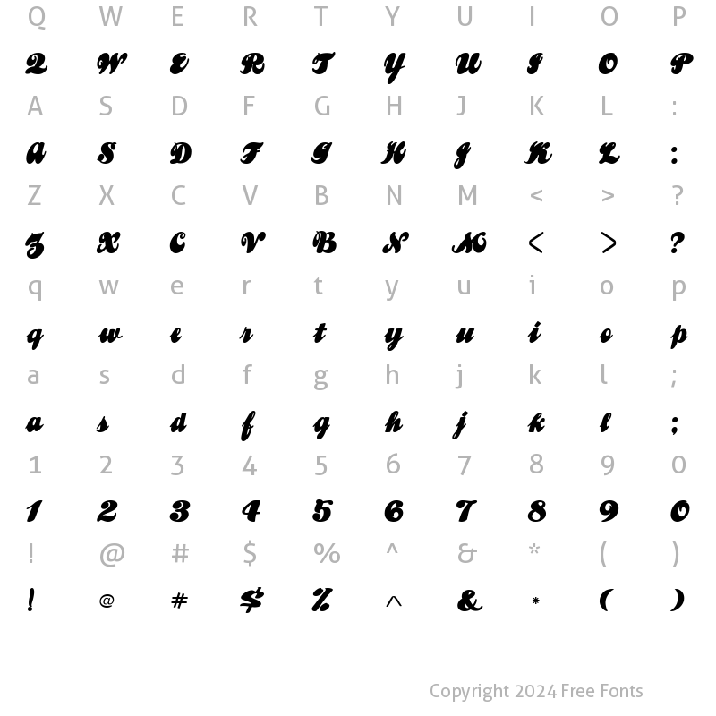 Character Map of Lemonade ExtraBold