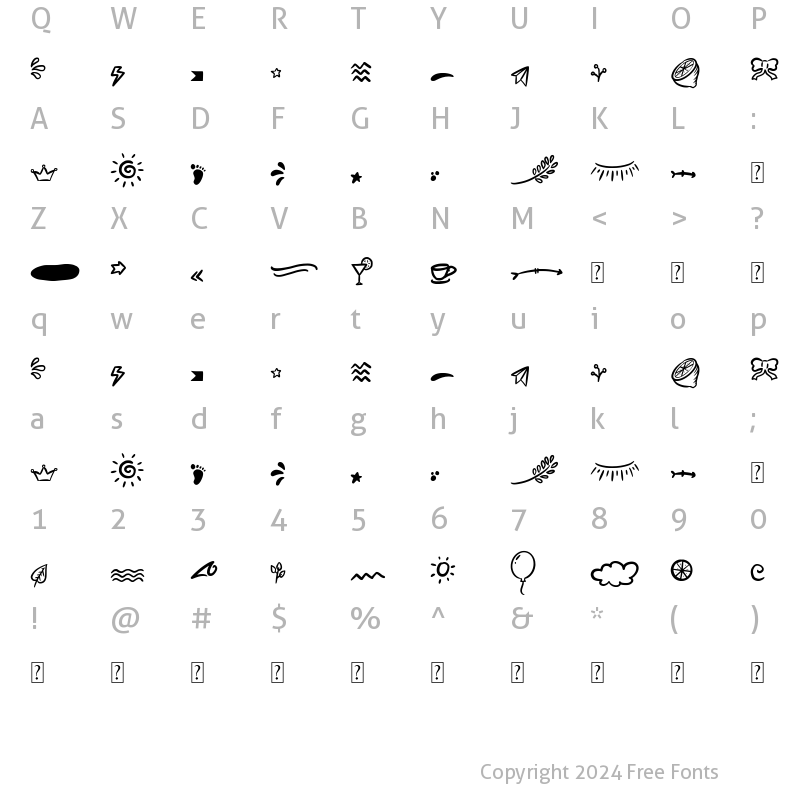 Character Map of Lemonade fabrica doodles Regular