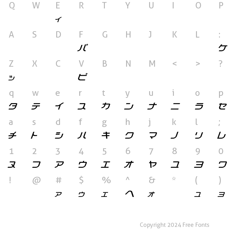 Character Map of Lemonade Oblique