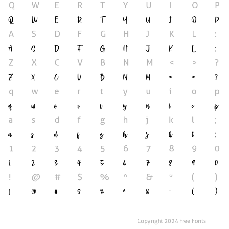 Character Map of Lemonade Squash Script Regular