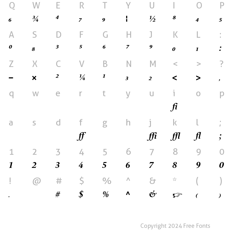 Character Map of LeMonde Livre Expert BoldItalic