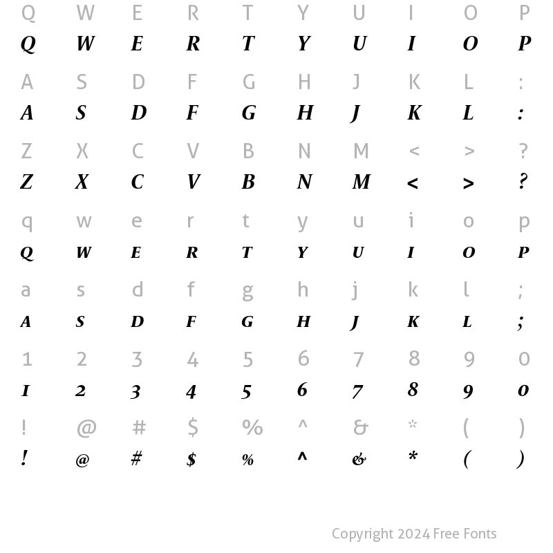 Character Map of LeMonde Livre SC BoldItalic