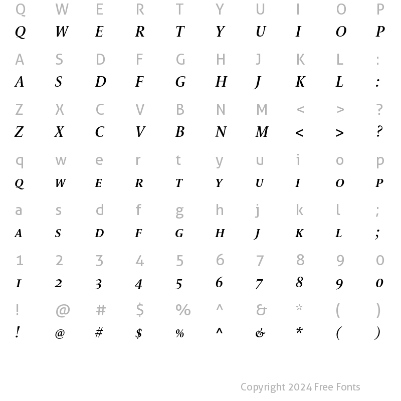 Character Map of LeMonde Livre SC SemiBoldItalic