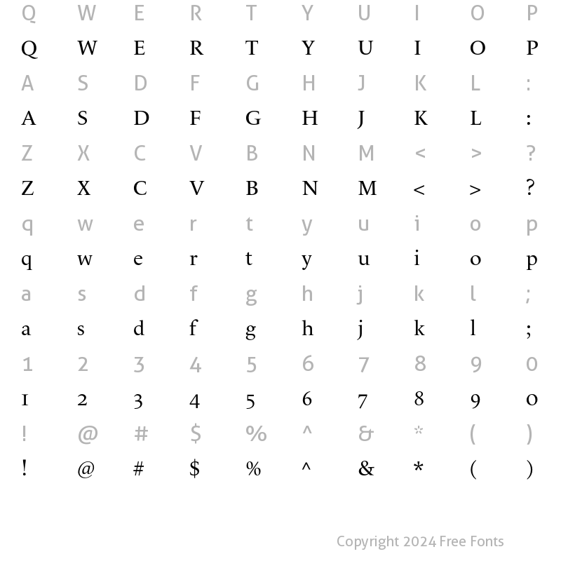 Character Map of LeMondeLivre Normal Oldstyle Fi Regular