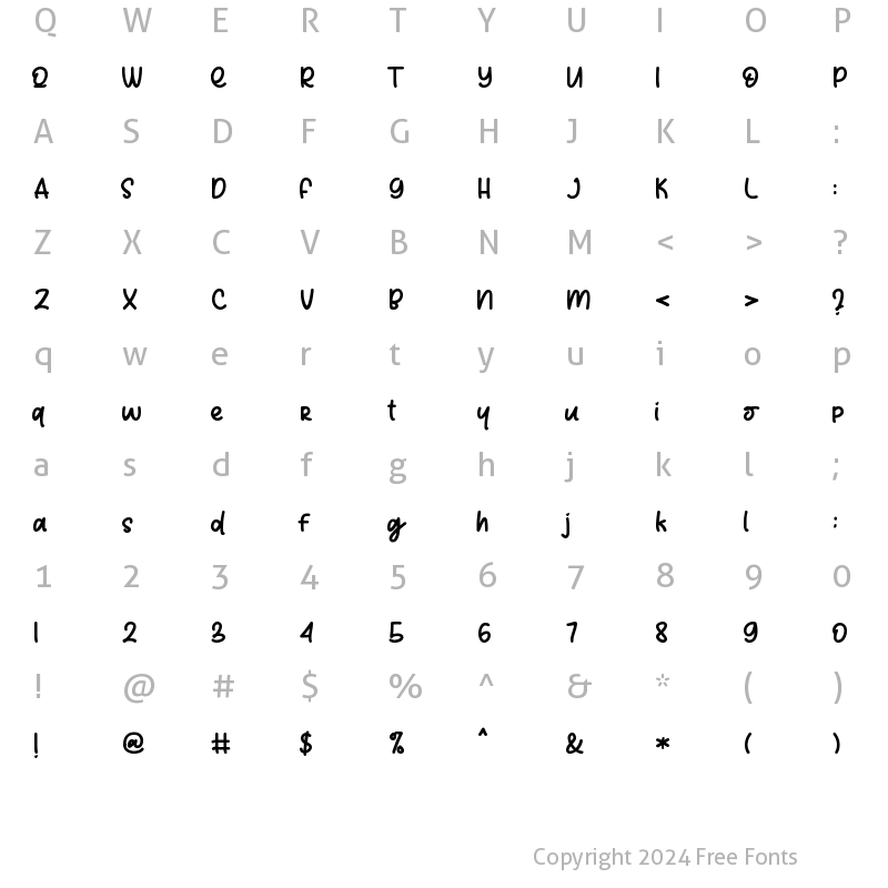 Character Map of Lemonilla Regular