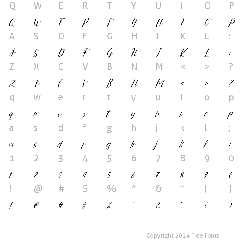 Character Map of leniyha Italic