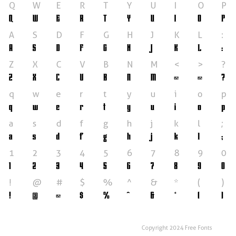 Character Map of Lenteroos Regular