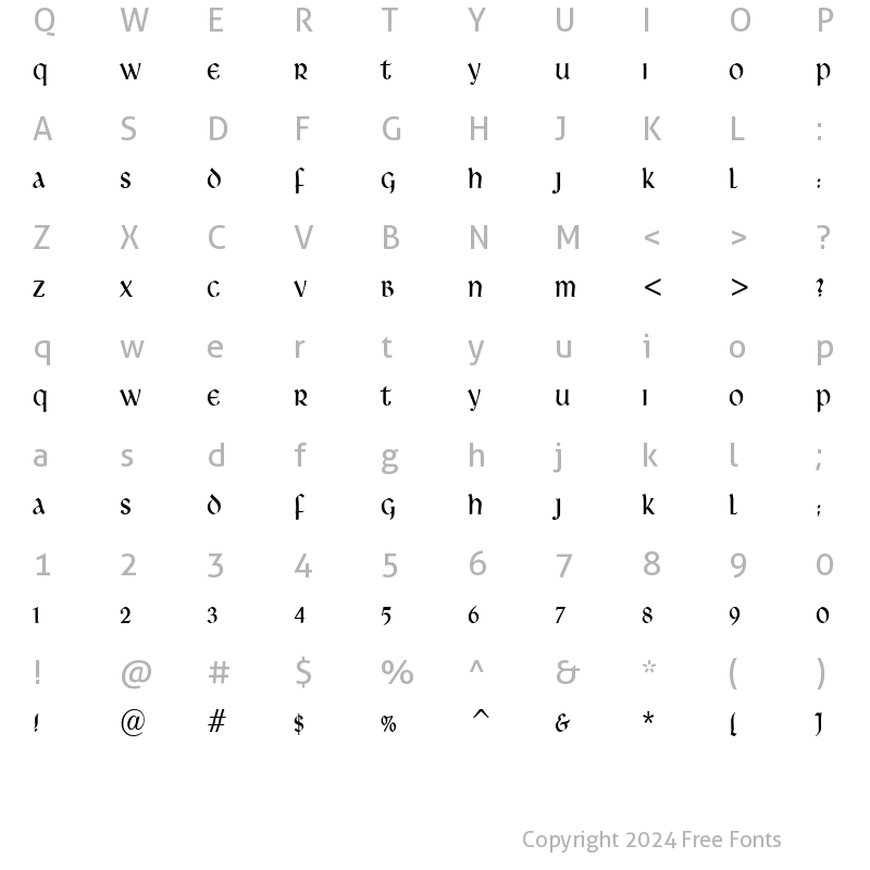 Character Map of Leo Condensed Normal