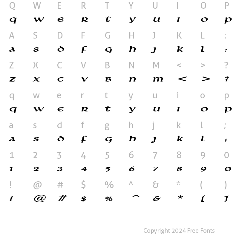 Character Map of Leo Extended BoldItalic