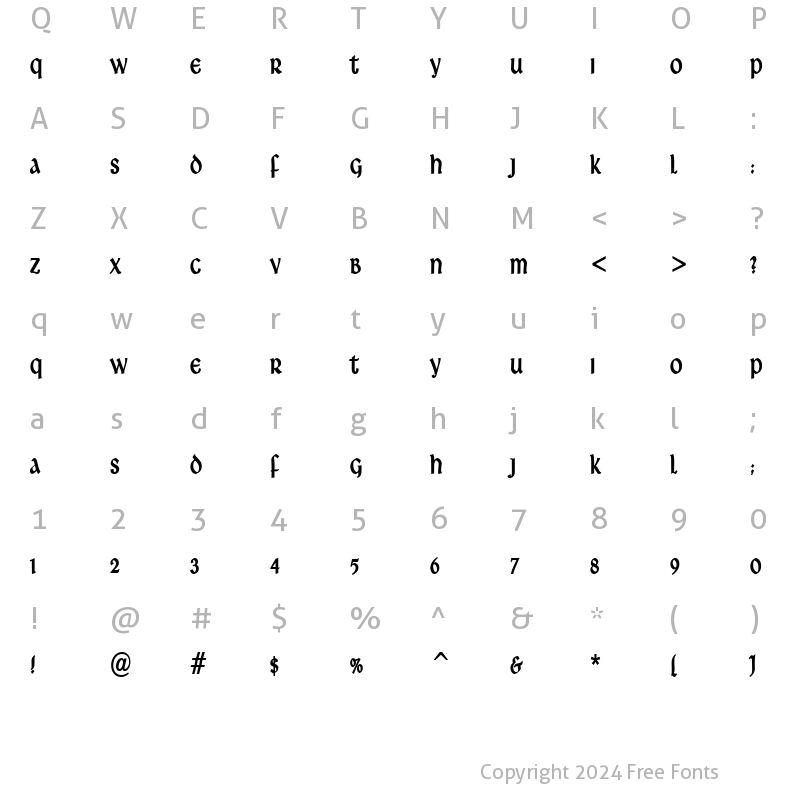 Character Map of Leo Thin Bold