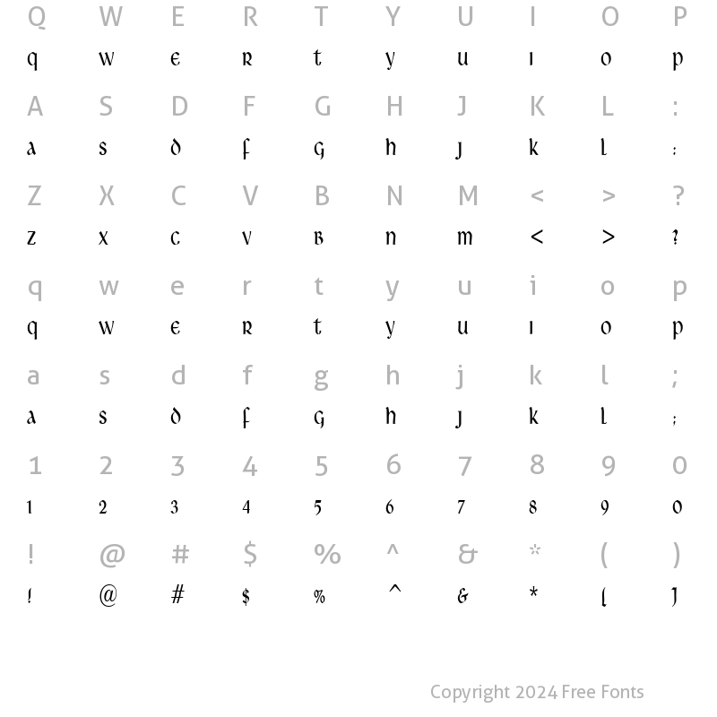 Character Map of Leo Thin Normal