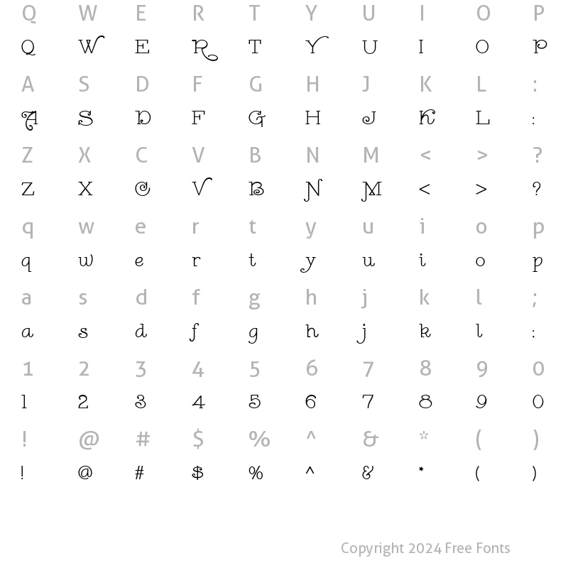 Character Map of Leokadia Deco Regular