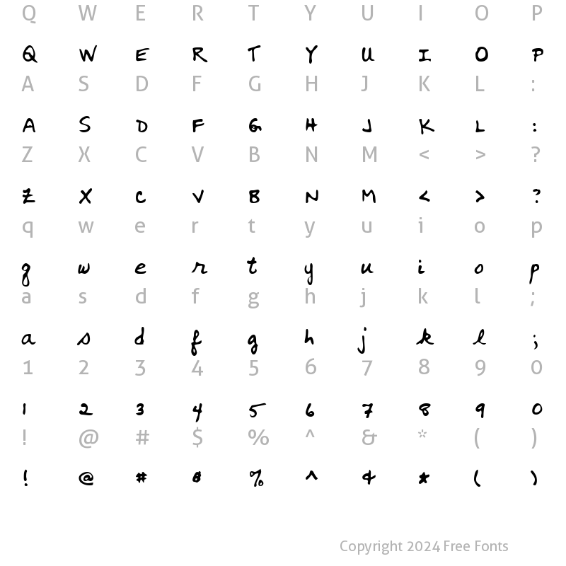 Character Map of LeonardsHand Regular