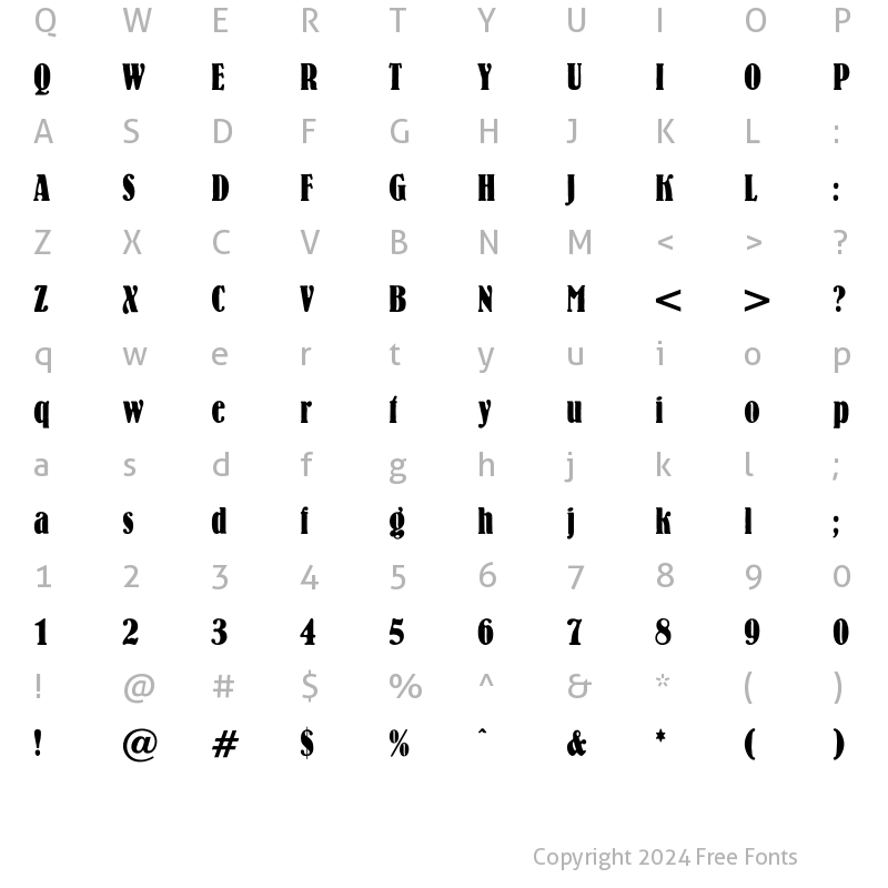 Character Map of LeonhardBoldCondensed Regular