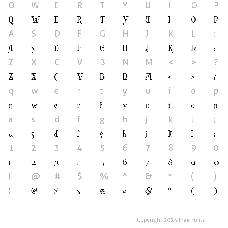 Character Map of Leontina Regular