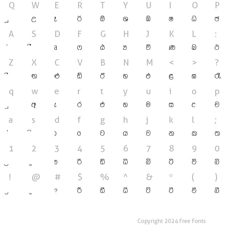 Character Map of Leroshon's 1st Easy Keys Regular