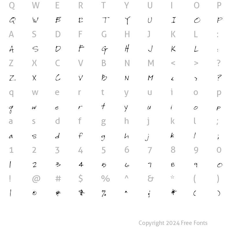 Character Map of LeroysHand Regular