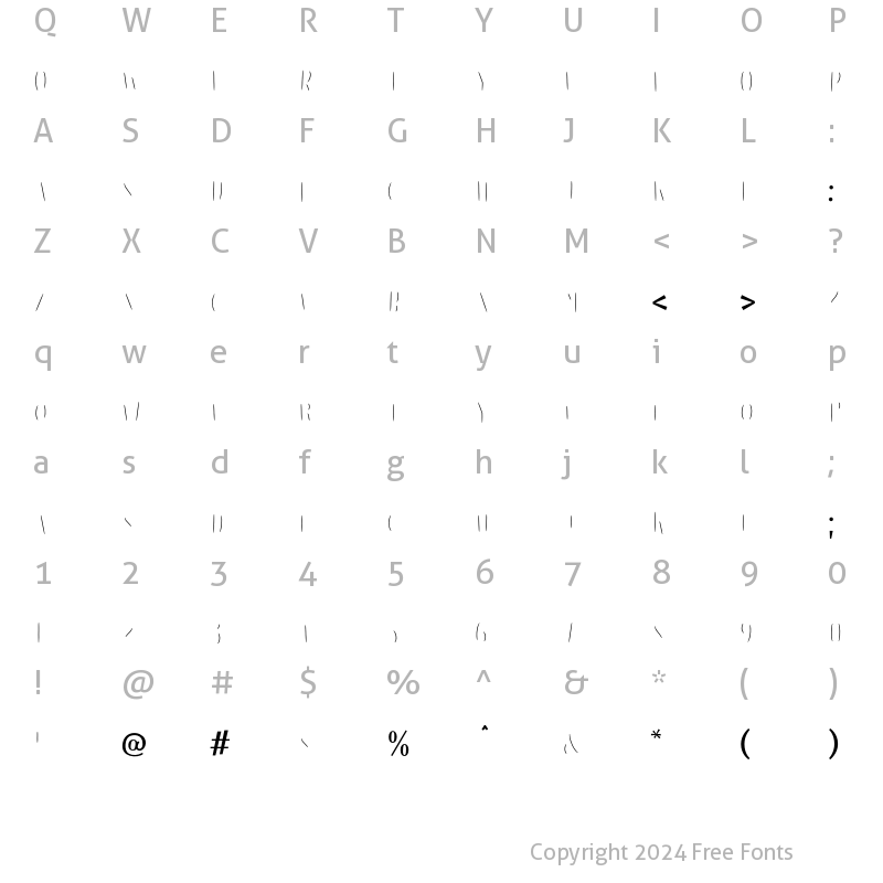 Character Map of Les Paul Roughen Inline