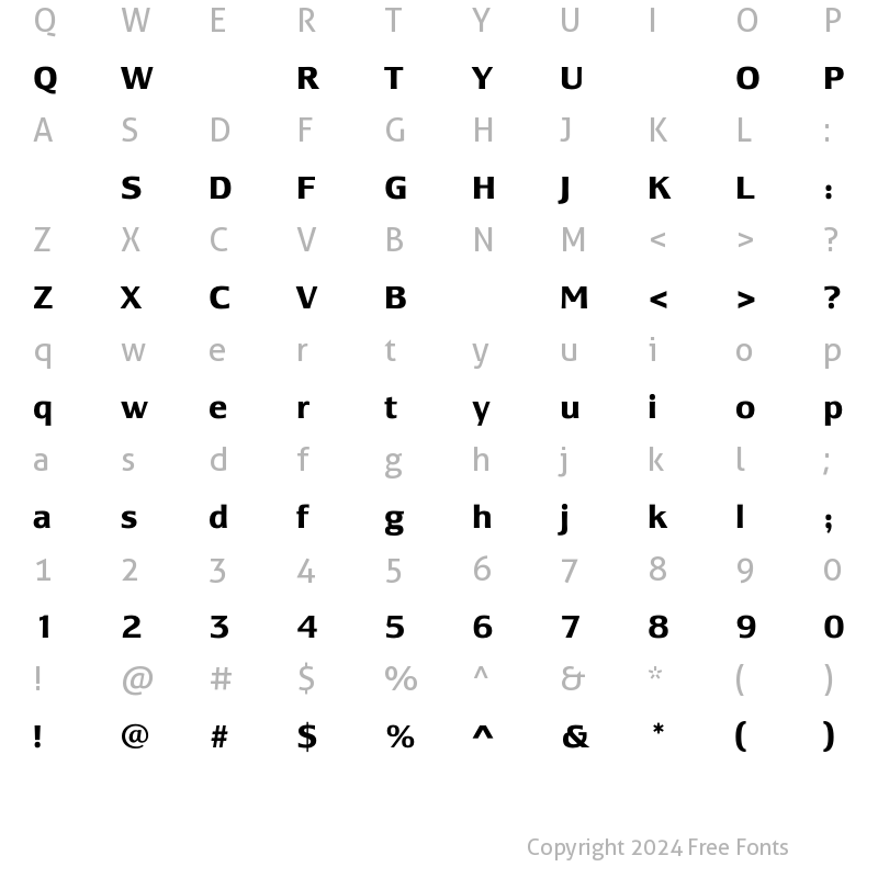 Character Map of LesmoreBold Regular