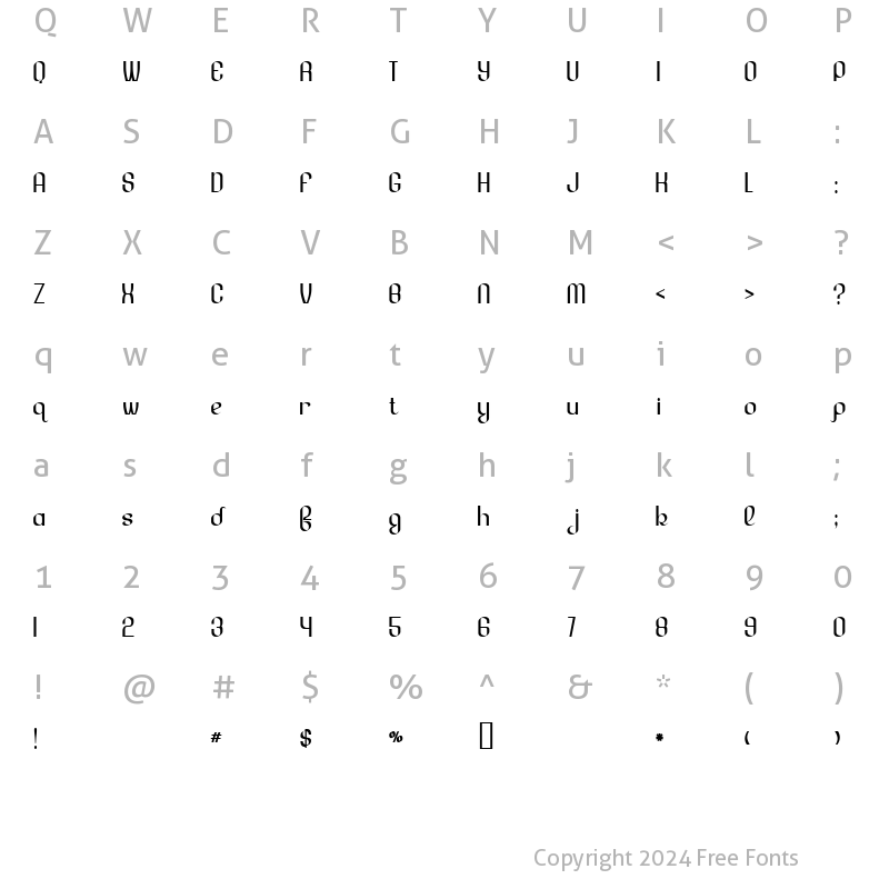 Character Map of Lesser Concern Regular