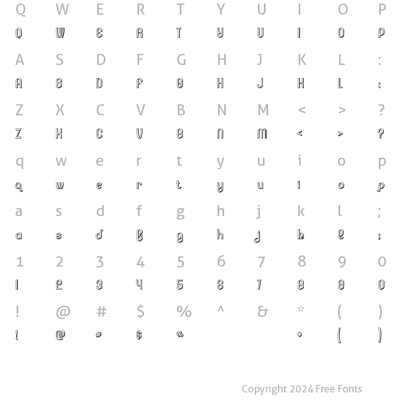 Character Map of Lesser Concern Shadow Regular