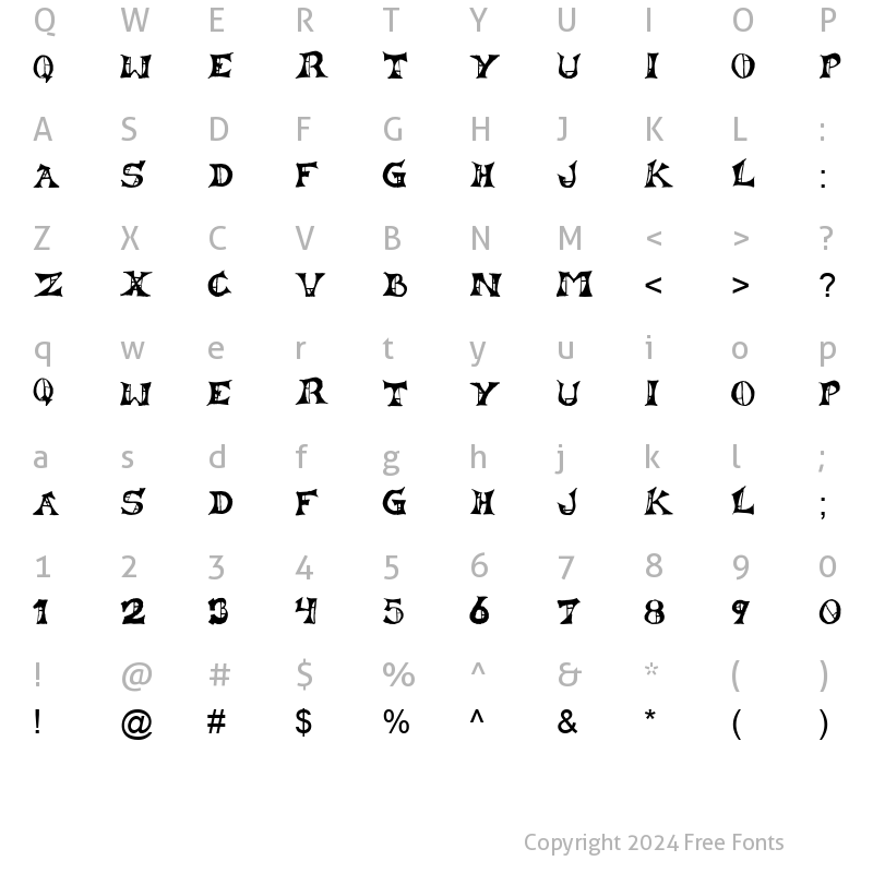 Character Map of Lestat Regular