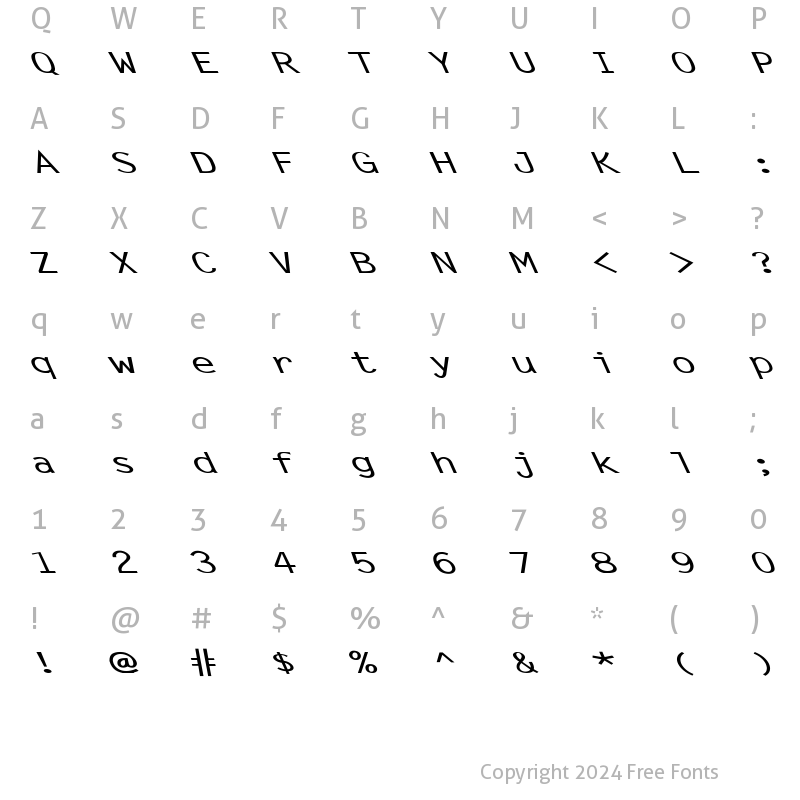 Character Map of Letter Gothic-Bold Ex Left Regular