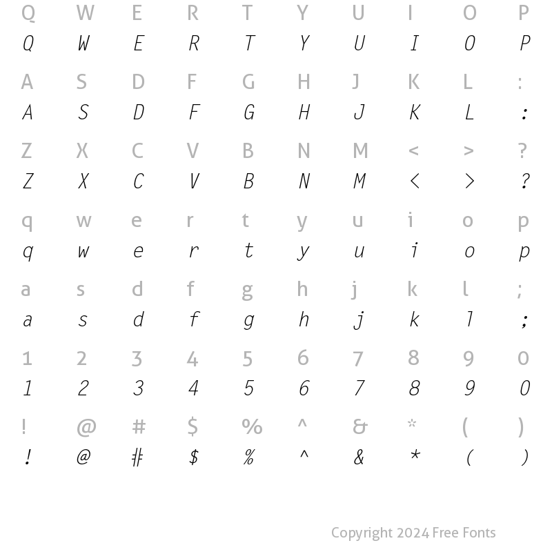 Character Map of Letter Gothic Std Slanted